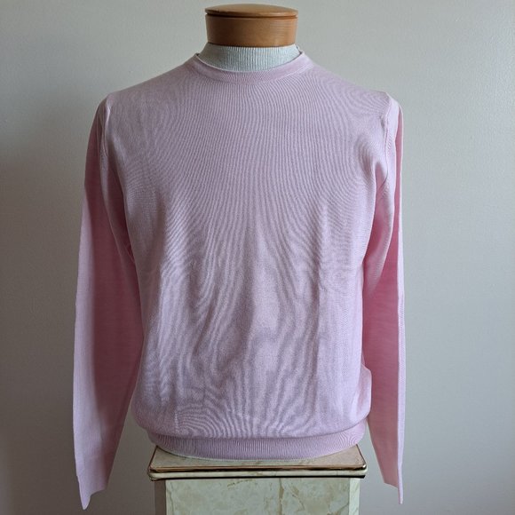 New Stenstroms Men's Merino Wool Long Sleeve Pink Shirt Pullover Sweater Sz S/M - Picture 1 of 16